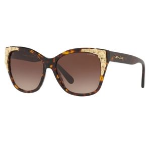 Coach HC8244 L1043 Sunglasses Dark Tortoise Metal Floral Design